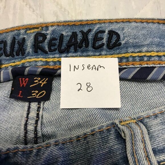 Cremieux Relaxed Distressed Wide Leg blue jeans 34X28 - Picture 6 of 9